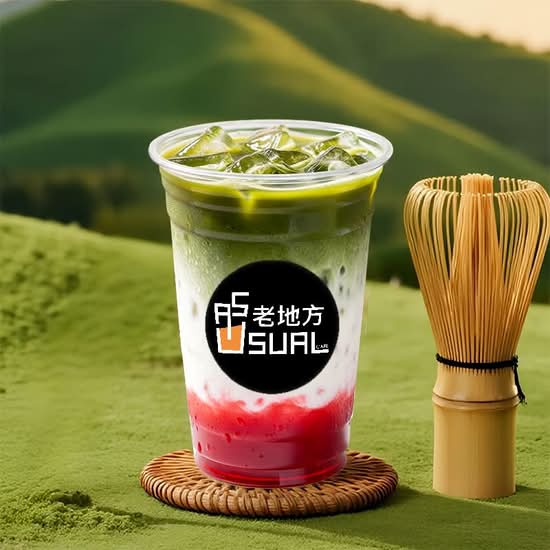 Matcha Strawberry Coconut Milk (生椰草莓抹茶)